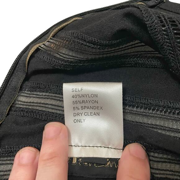 Tadashi Shoji Sleeveless Mesh Stripe Jersey Dress Fit & Flare Black - Size Small - Picture 7 of 11